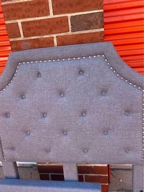 Twin Grey Upholstered Bed Frame Headboard Footboard - photo 3