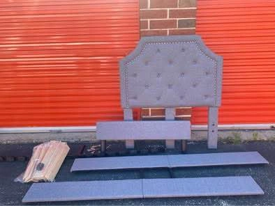 Twin Grey Upholstered Bed Frame Headboard Footboard - photo 5