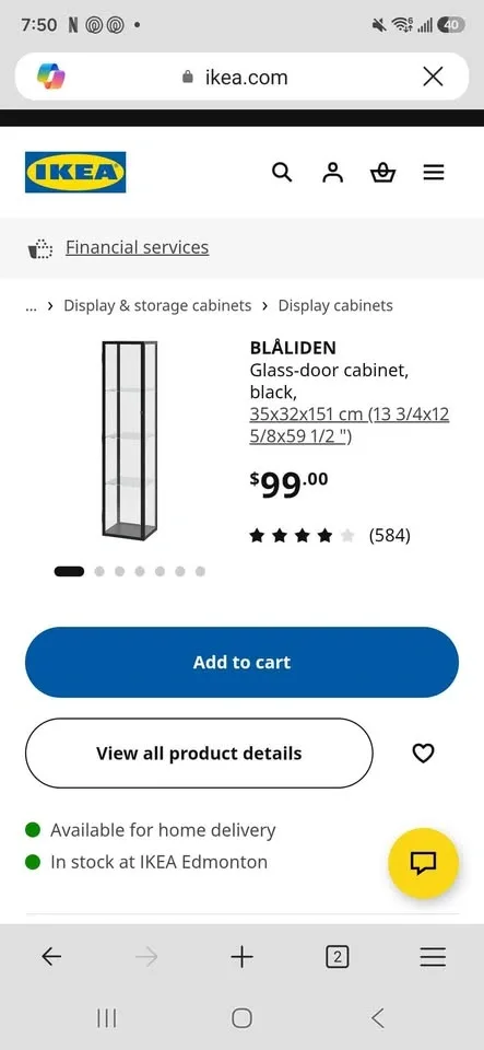 IKEA BLÅLIDEN Glass Display Cabinet / Curio Cabinet - photo 3