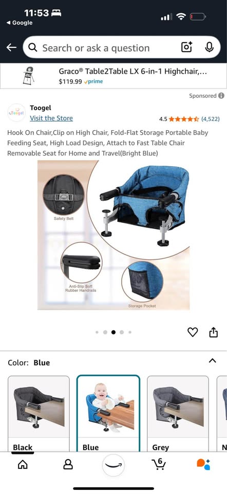 Hook On Chair,Clip on High Chair, Fold-Flat Storage Baby Seat - photo 2