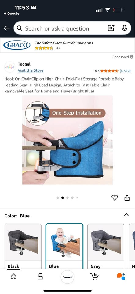 Hook On Chair,Clip on High Chair, Fold-Flat Storage Baby Seat - photo 3
