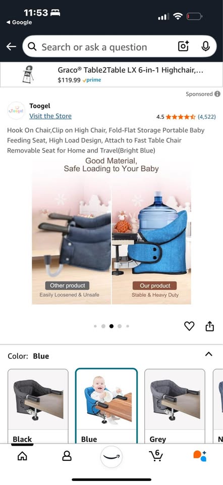 Hook On Chair,Clip on High Chair, Fold-Flat Storage Baby Seat - photo 4