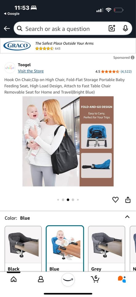 Hook On Chair,Clip on High Chair, Fold-Flat Storage Baby Seat - photo 5