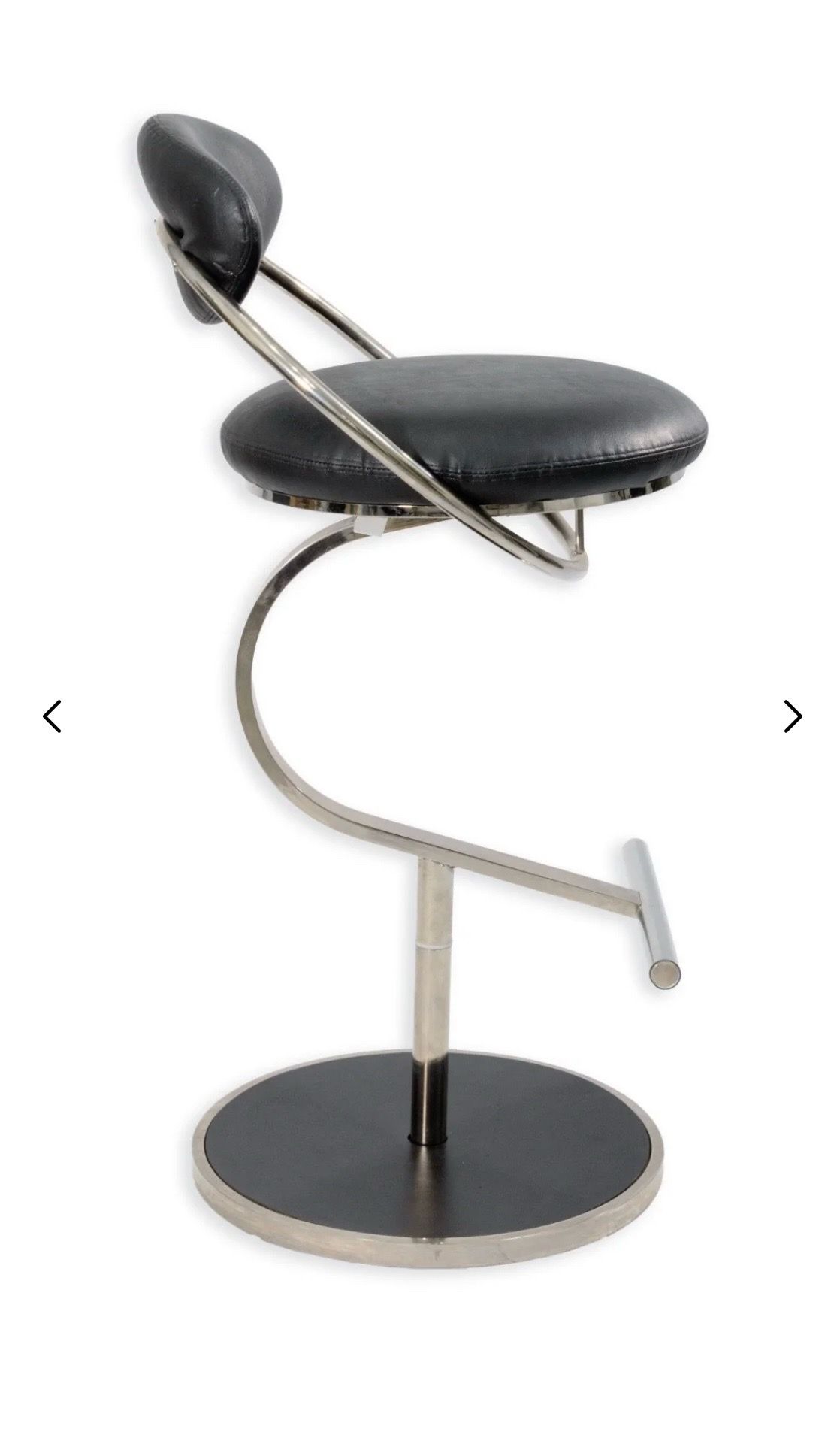 Black leather and chrome barstool - photo 4
