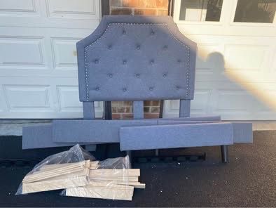 Twin, upholstered, headboard, footboard, and rails