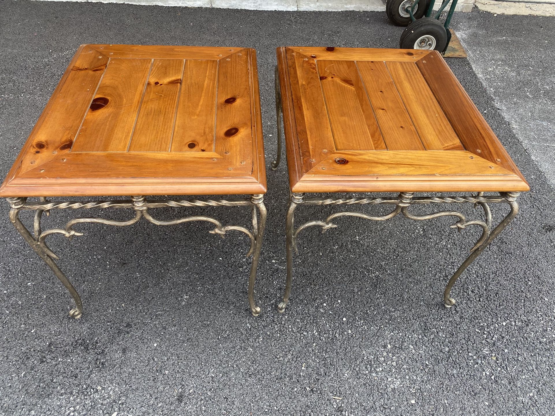 Maple Wood and Wrought Iron Table 23”w x 28”d x 22.5”h