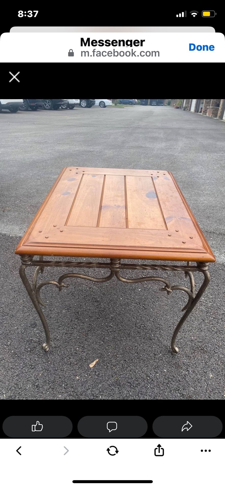 Maple Wood and Wrought Iron Table 23”w x 28”d x 22.5”h - photo 3