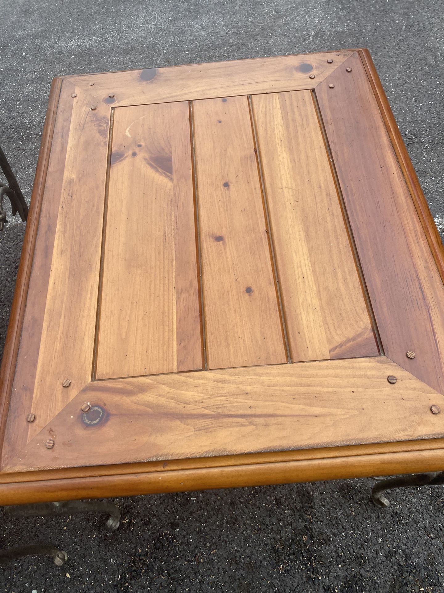 Maple Wood and Wrought Iron Table 23”w x 28”d x 22.5”h - photo 4