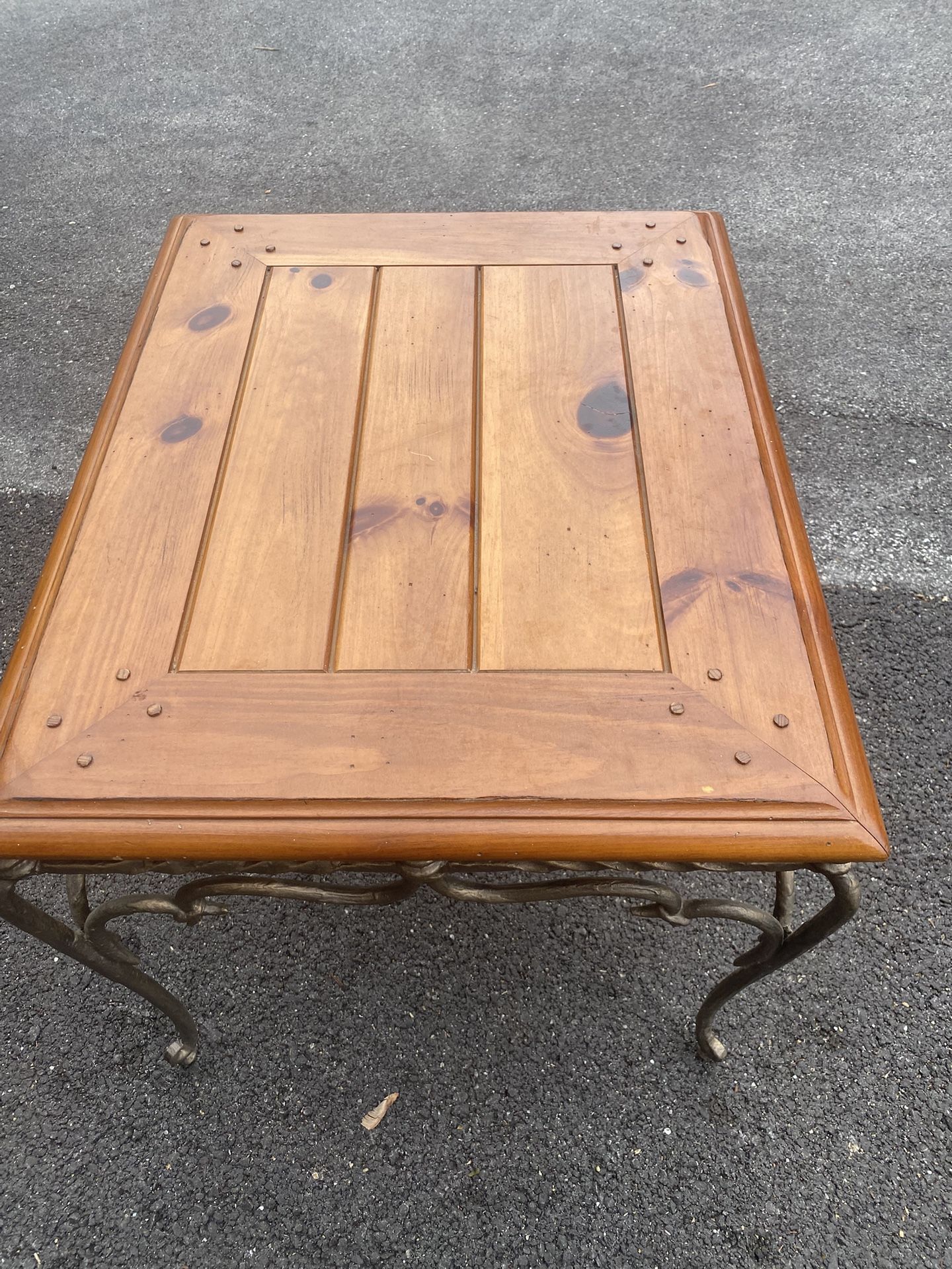 Maple Wood and Wrought Iron Table 23”w x 28”d x 22.5”h - photo 5