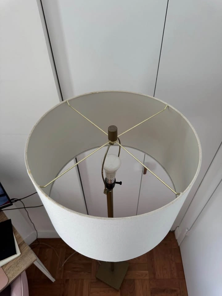 Modern Brass Floor Lamp Linen Shade - photo 2
