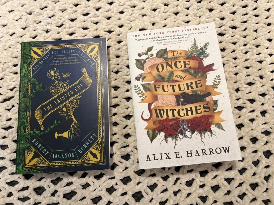 Books $10 each - the tainted cup & the once and future witches
