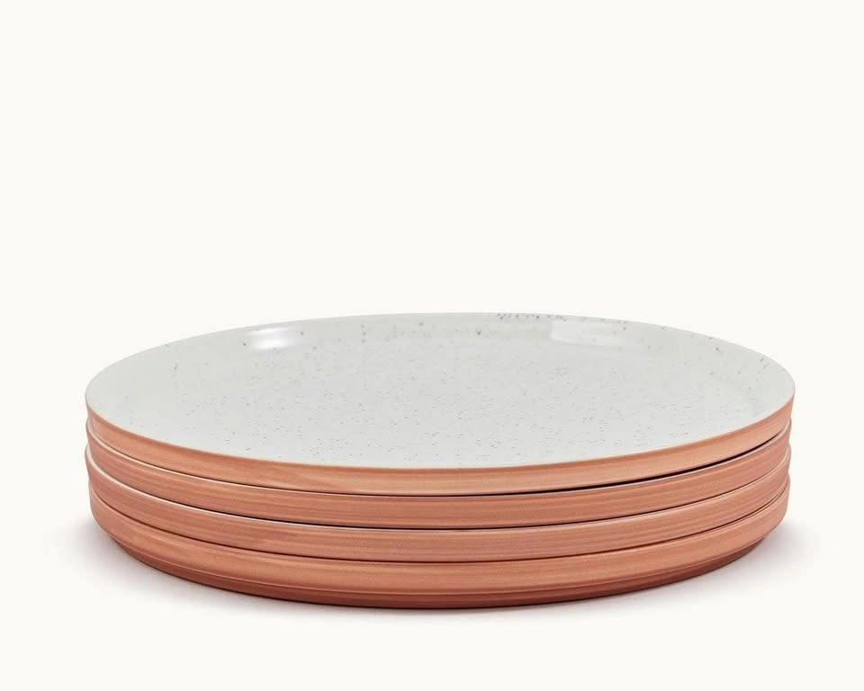 Our Place set of four large hand-speckled ceramic dinner plates