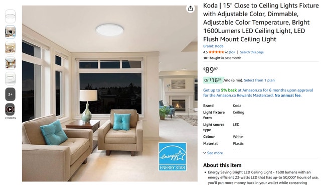 KODA Slim 15" LED Ceiling Lights – Like New!