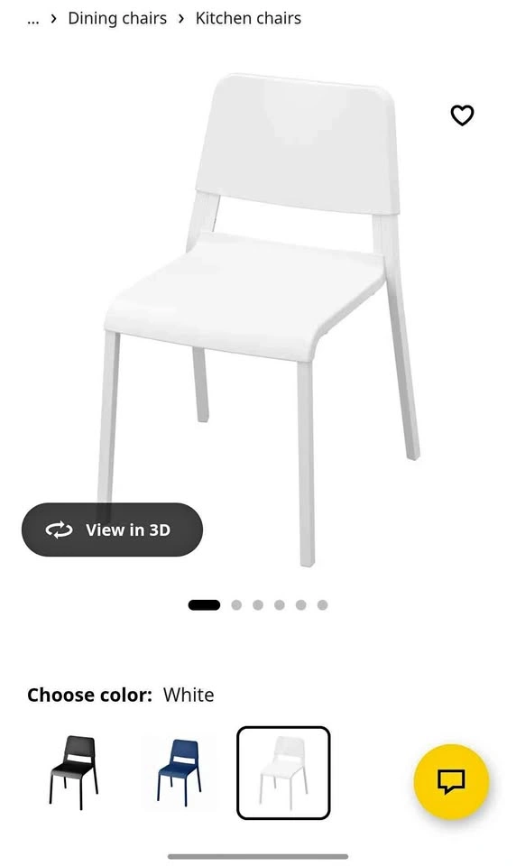 Dining / Kitchen Chair Ikea Teodores White