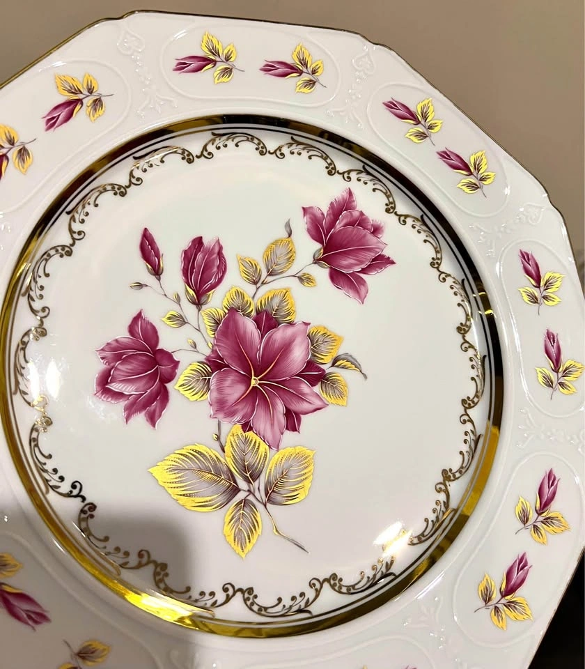 Gloria Bavaria Handwork Bayreuth 12” Large Pink Floral Platter