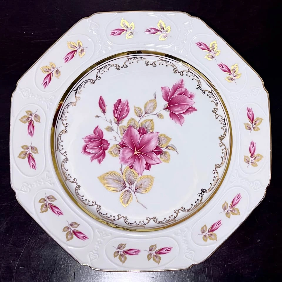 Gloria Bavaria Handwork Bayreuth 12” Large Pink Floral Platter - photo 2