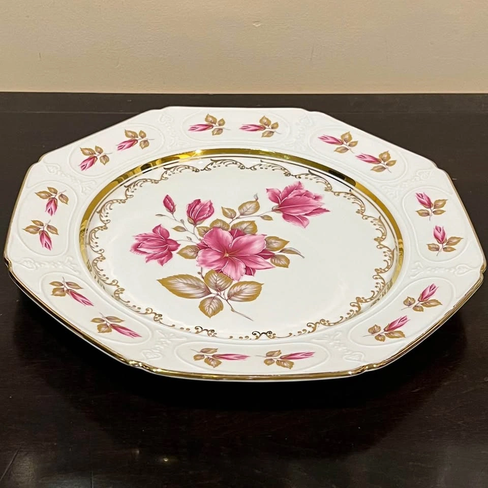 Gloria Bavaria Handwork Bayreuth 12” Large Pink Floral Platter - photo 5