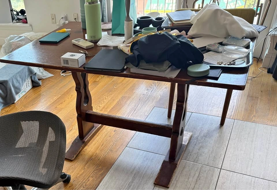 Vintage Wooden Trestle Dining Table