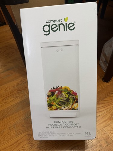 Genie Compost Bin, White Stainless-Steel Large, 3.6 Gallon - New