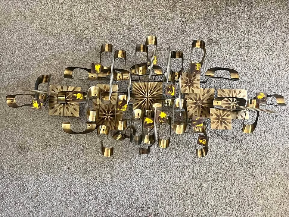 Mid-Century Modern Brutalist Metal Wall Sculpture by William Vos