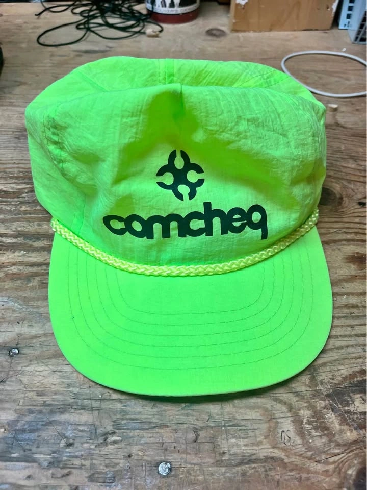 Vintage Comcheq Neon Green Rope Hat