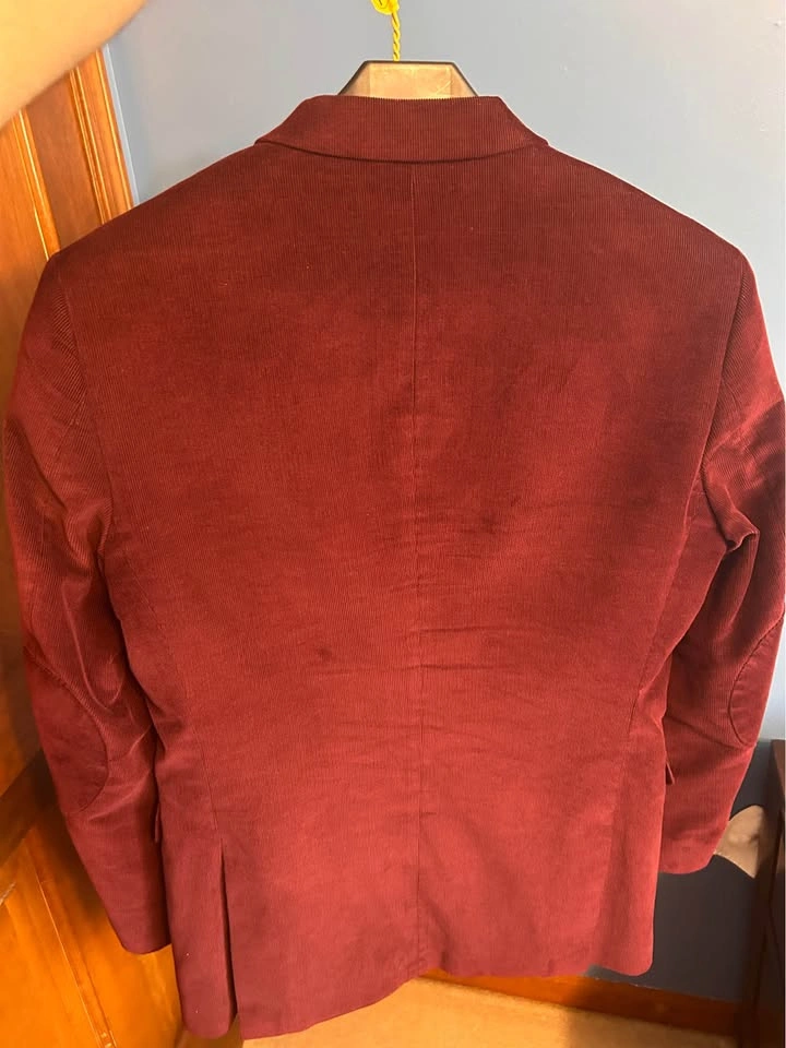 Adolfo 38R Maroon Red Corduroy Cotton Mens Blazer Jacket - photo 2