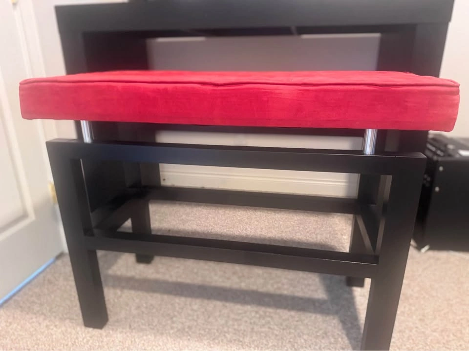 Urban Barn Pub Table & Bench Set – Modern Black with Red Upholst - photo 4