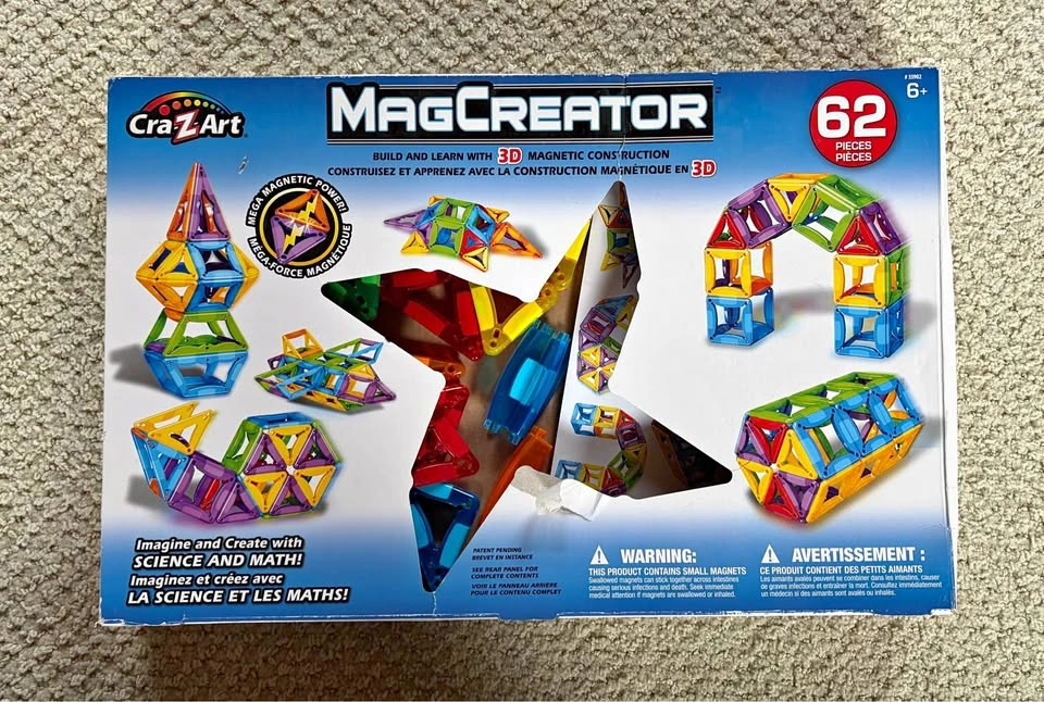 Cra-Z-Art Magcreator 3D Magnetic Construction Set 62pc Ages 6+