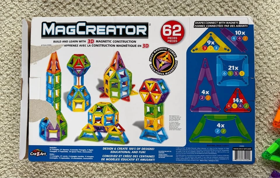 Cra-Z-Art Magcreator 3D Magnetic Construction Set 62pc Ages 6+ - photo 2