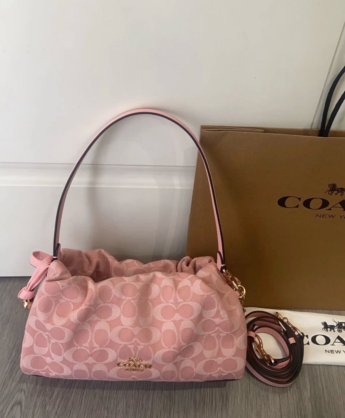 Coach Pink denim Faye bag