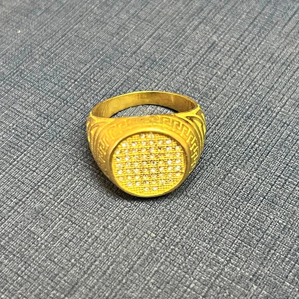 Gold-Toned Greek Signet Ring with stones