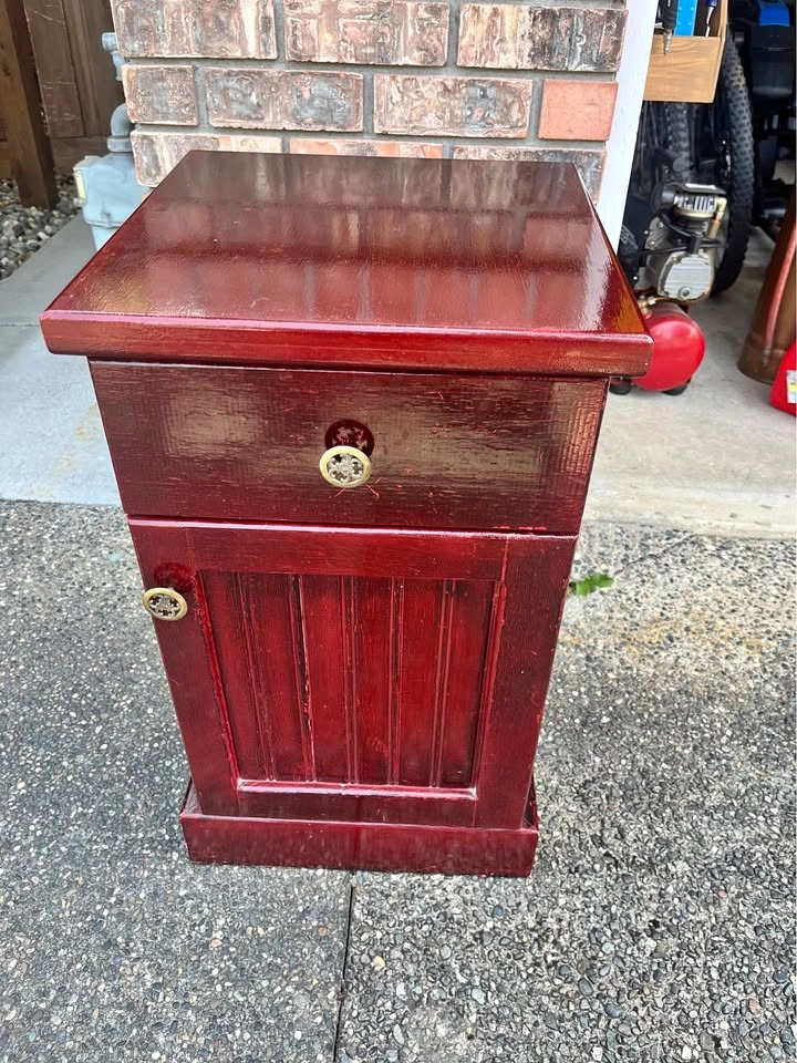 Dark Red Wooden Nightstand