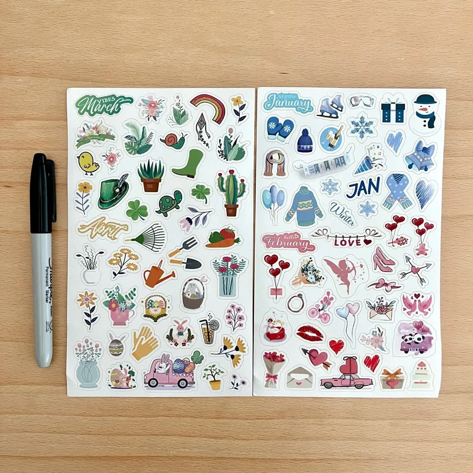 Pack of 6 sheets Journal Planner Stickers image indicator(2)