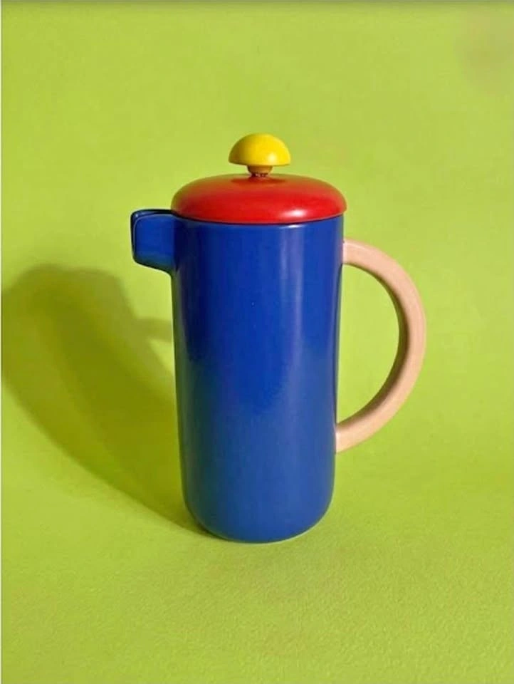 Discontinued OUI Ceramic French Press | Postmodern Memphis Style