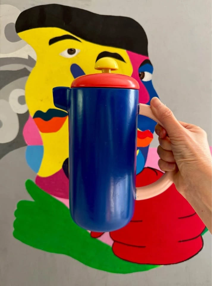 Discontinued OUI Ceramic French Press | Postmodern Memphis Style - photo 2