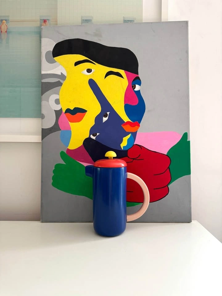 Discontinued OUI Ceramic French Press | Postmodern Memphis Style - photo 4