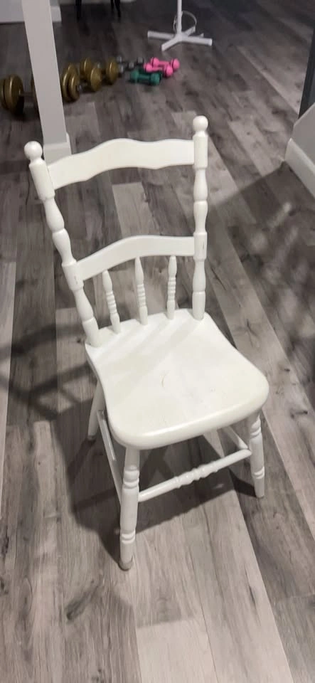 White Wooden Desk and Chair Set. Glass top. - photo 2