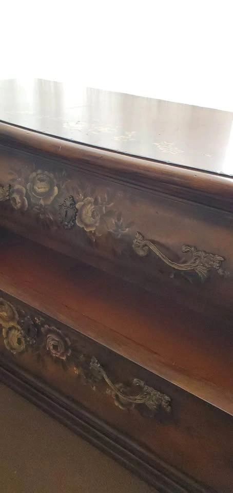 Vintage Hand Painted Solid Wood Dresser | 3 Drawer Chest - photo 2