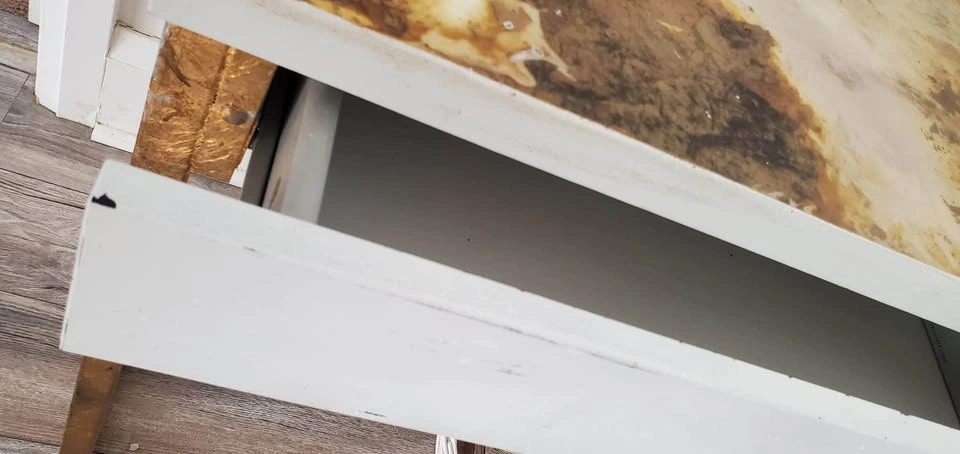 Custom Handmade Epoxy Console Table | Gold, White & Black - photo 3