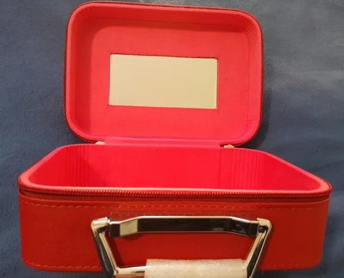 Makeup Bag Case Red Quilted