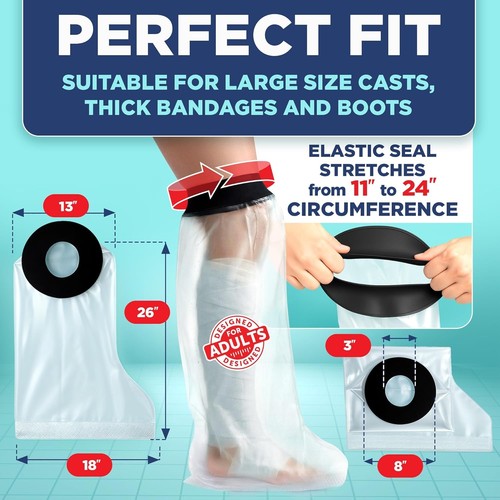 100% Waterproof Cast Cover for Adult Leg - Reusable - photo 4