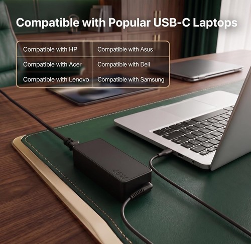 45W USB C Laptop Charger for Acer, Lenovo, HP, Asus, Samsung - photo 4
