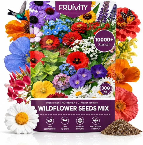 Wildflower Seeds Bulk 10000+, 1.06oz 21 Variety Perennial Mix