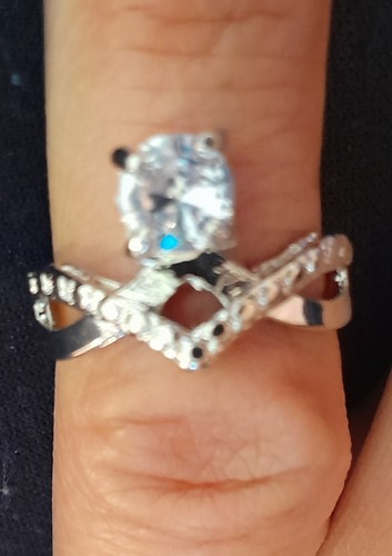 Cut CZ Stainless Steel Engagement Ring Women's Size 6