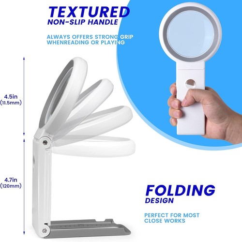Magnifying Glass with Light and Stand, Foldable 18 LED - photo 2