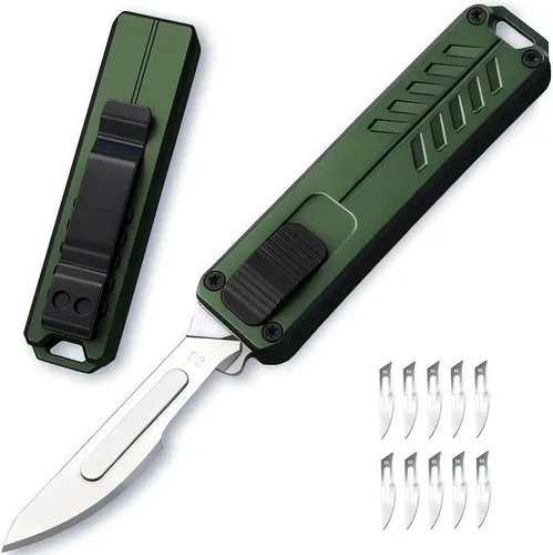 Retractable Premium Utility Knife Metal Box Cutter w/10 Blades