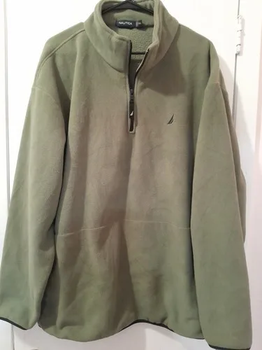 Nautica Dark Green LS Polar Fleece 1/4 Zipper Pullover