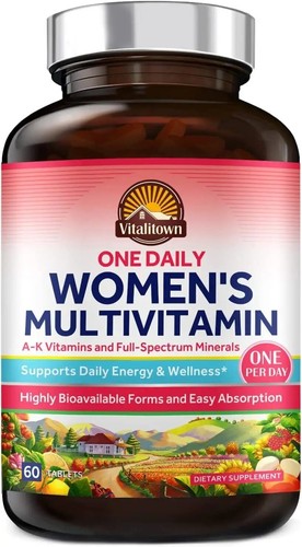 Women's Multivitamin A C D E K Whole Body Health Support Non-GMO