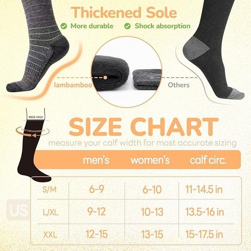 Merino Wool Compression Socks for Women & Men, 20-30 mmHg - photo 5