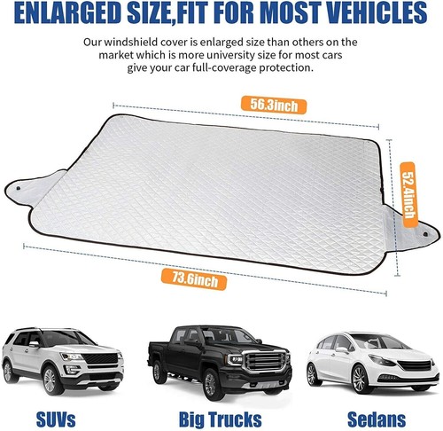 Car Windshield Snow Cover - Sun Shade & Frost Protector - photo 3